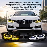 Conjunto de Faros Delanteros para BMW Serie 3 F30 2013-2018, Modificado con Nuevas Luces LED Dinámicas DRL y Lente de Proyector