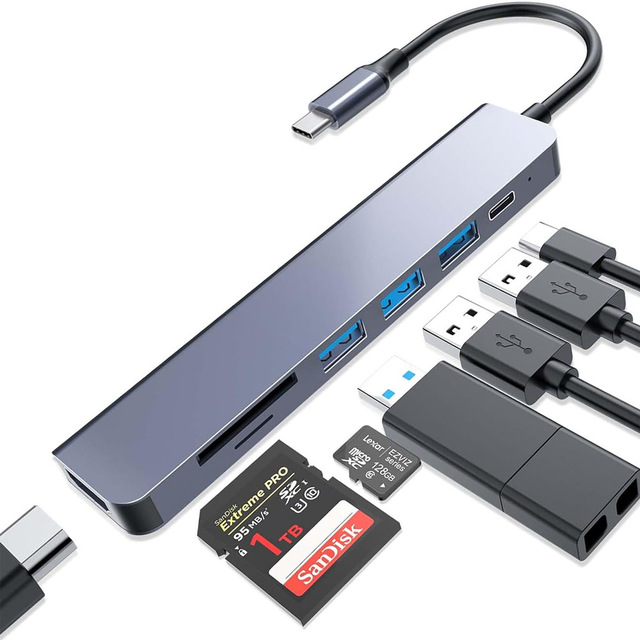 7-in-1 Docking Station for Phones Tablets Gaming Consoles; Multi-Function Type-C Hub with 7 Ports