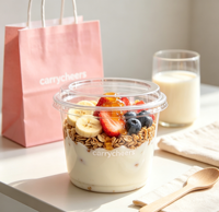 Gobelets personnalisés imprimés 8oz 12oz 16oz pour Açaï, Parfait, Yaourt, Salade de Fruits et Desserts, en plastique transparent avec couvercles