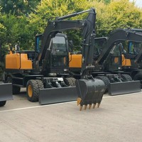 Mini-excavatrice sur roues JH9075 de 7,5 tonnes, diesel, 4x4, hydraulique, avec lame de bulldozer, certifiée CE, excavatrice chinoise à vendre