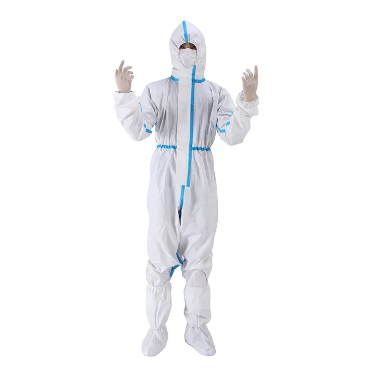 Disposable CE Cat III Type 3B/4B/5B/6B Protectively Clothing Coverall Ppe Isolation Personal Chemical for Hospital Hazmat Suit