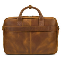 Grand sac d'affaires vintage en cuir pleine fleur pour ordinateur portable sac de mallette en cuir véritable de cheval fou sacs pour hommes