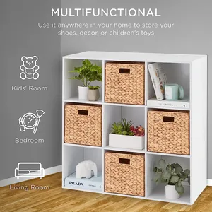 Living Room White Wood 9 Cube Storage Organizer Shelf Cabinet Sturdy Cubby Bookcase