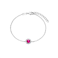 Saphir CZ Blumen Rundschliff Armband Halo Rundes CZ Armband Vergoldetes 925 Sterling Silber Armbänder für Damen Schmuck