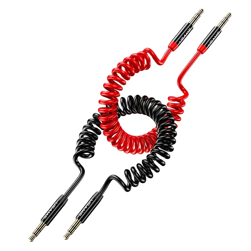 USAMS-Cable de Audio y vídeo para teléfono móvil, Cable de enlace de Audio y vídeo de 1,2 m, con resorte de US-SJ256, colorido, 3,5mm