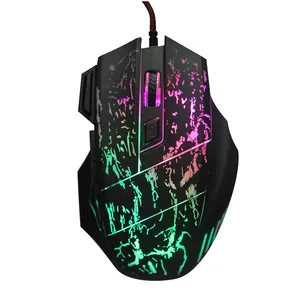 HXSJ-ratón de juego de grietas de agua para correr, mouse luminoso colorido 7D, 3200dpi, punto de fábrica, A874