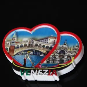 Magnet kulkas hati resin epoksi suvenir turis Italia Venesia cetak kustom grosir