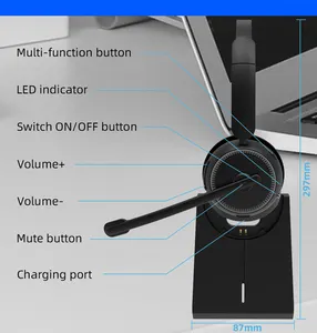 Pabrik baru OEM/ODM dasar pengisian daya ENC Noise Cancelling Headphone Headset Bluetooth ganda tunggal