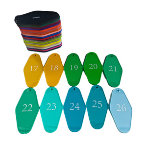 Porte-clés d'hôtel personnalisable vierge, porte-clés de motel en plastique, couleurs violet, rose, vert - Product Image 4