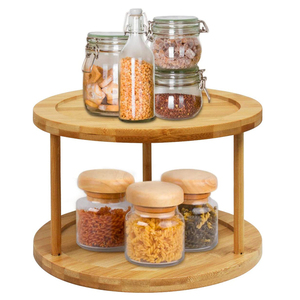 Organizador de gabinete de bambú <span class=keywords><strong>para</strong></span> tocadiscos, estante de especias, organizador de bandeja giratoria extraíble <span class=keywords><strong>para</strong></span> gabinete de cocina, 360 grados - Product Image 3