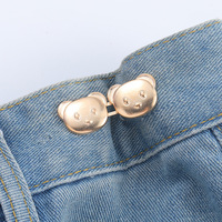 Jeans mignons en forme d'ours, ajustables à la taille, avec boutons détachables en alliage plaqué