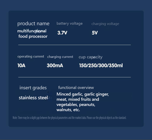Picadora de Ajo Eléctrica, Máquina para Triturar Ajo, Licuadora de Alimentos para Sazonar, Licuadora de Alimentos Complementarios de Alta Calidad para Cocina Doméstica - Product Image 5