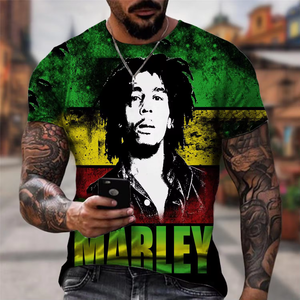 Summer Cool Rock <span class=keywords><strong>Bob</strong></span> Marley 3D Print O-neck Short Sleeve Street tee-shirts hommes Hip-hop Oversized xxx.tee vêtements pour hommes 2024 - Product Image 2