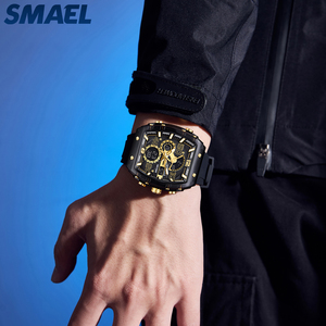 นาฬิกา SMAEL 8109 หน้าปัดสี่เหลี่ยม แสดงผลแบบอนาล็อกและดิจิตอล สายซิลิโคน ตัวเรือน ABS กันน้ำ 30-50 เมตร แบตเตอรี่ญี่ปุ่น นาฬิกาข้อมือผู้ชายสำหรับเล่นกีฬากลางแจ้ง - Product Image 3