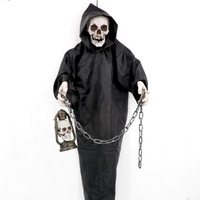 Décoration d'Halloween : Grand fantôme suspendu, démon, sorcière, squelette, clown, momie, pendentif de porte, accessoire à insérer dans le sol