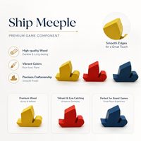 Jetons de jeu de société en bois personnalisables en gros et pions bateaux à voile – Écologiques, durables, approvisionnement en vrac, couleurs standard