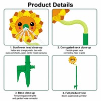 Bonito Aspersor de Agua con Forma de Girasol para Niños, Juego de Rociar Agua para Jardín y Patio al Aire Libre en Verano, Juguete Giratorio de Rociado de Agua, Venta al por Mayor, Stock a Granel