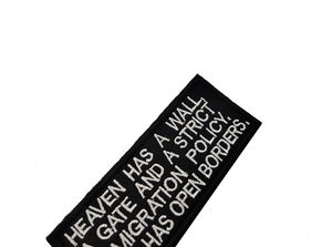 Parche de Tela Rectangular con Letras Bordadas en Blanco y Negro, con la Frase en Inglés '<span class=keywords><strong>HEAVEN</strong></span> HAS WALL', Divertido, 9x4 cm, para Coser en Bolsas - Product Image 5
