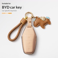 Étui de clé BYD compatible en cuir microfibre, style minimaliste, fabriqué en Chine ; compatible avec Song Pro, Yuan, Tang, Qin PLUS, Han DM-i, EV 2, Seal