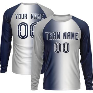 Custom Gradient Long Sleeve Baseball Jersey Unisex Moisture Wicking Personalized <b>Name</b> Number Team Sport Shirt - Product Image 1
