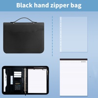 Porte-documents multifonctionnel A4 en cuir PU avec fermeture éclair – En stock – Classeur de bureau professionnel portable pour documents A6
