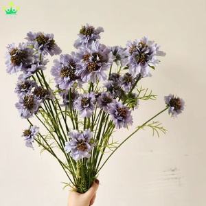 Rami di Fiori Artificiali di Scabiosa, Fiori di Seta a Stelo Lungo per Vasi Alti, Decorazioni Floreali per Casa e Matrimoni, Decorazioni Autunnali - Product Image 3