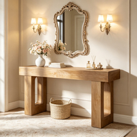 Table console rustique en bois massif avec pieds creux, table d'entrée, table de couloir, table de canapé en bois pour hall d'entrée, salon, mobilier de maison