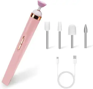 4 Speed DIY Home Use Multi Bits Nail Drill Machines Pink Acrylic Manicure Salon Tools Rechargeable Portable Electric Nail Drill