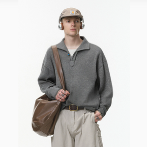 T-Shirt da <span class=keywords><strong>uomo</strong></span> stile italiano colletto intero autunno nuovo vecchio denaro a manica lunga con risvolto per il tempo libero per Polo - Product Image 6