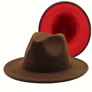 Chapeau Fedora classique bicolore pour homme, casquette jazz à large bord, chapeau plat d'église pour femme, chapeau Panama - Product Image 3