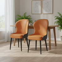 Chaise de salle à manger moderne et simple à structure en fer, revêtement en cuir, durable, luxe léger, dossier haut de gamme, style italien, Warehouse Park