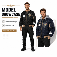 Blouson Bomber Vintage Homme Sur Mesure en Tissu Denim Toile de Qualité avec Col Montant et Fermeture Éclair, Doublure en Fourrure de Lapin, Idéal pour l'Hiver