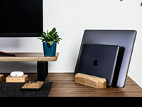 Support vertical pour ordinateur portable en bois massif, support pour tablette, organisateur de bureau pour le bureau, la maison, l'espace de travail, station d'accueil pour ordinateur portable en bois, étagère de rangement