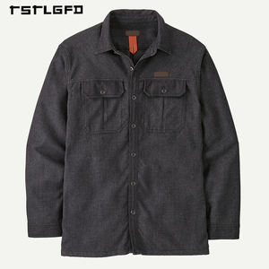 Chemises pour hommes vintage durables personnalisées, tissu en flanelle, décontractées, 100% coton, à carreaux, vêtements de travail d'automne, poches, bouton, col à revers, manches longues - Product Image 2