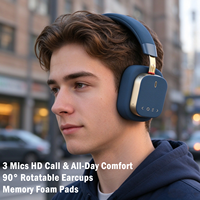 Casque audio à réduction de bruit, casque sans fil supra-auriculaire, 60 heures d'autonomie pour les voyages et le travail