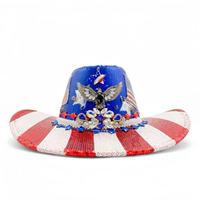Chapeau de cowboy bohème en gros avec drapeau américain, sequins, aigle et étoile pour la fête de l'Indépendance du 4 juillet – Chapeaux personnalisés pour adultes