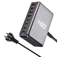 Nouvelle Station de Recharge Super Rapide Multiport 320 W GaN USB-C 4C4A pour Téléphones et Ordinateurs Portables, Chargeur de Bureau USB-C
