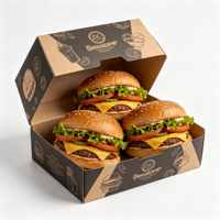 Boîte à burger biodégradable en carton blanc avec logo personnalisé, vente en gros d'usine, conteneur jetable à clapet pour repas à emporter
