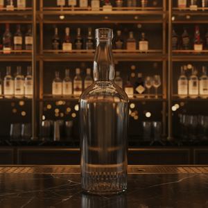 Botella de Licor de Vidrio Transparente Flint Blanco de Alta Calidad de 750ml para Whisky, Vodka, Ginebra, Ron con Base Inferior Única Grabada y Tapón de Corcho - Venta al por Mayor - Product Image 1