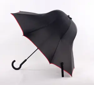 Изогнутый пластиковый Сильный ветрозащитный специальный автоматический открытый прямой зонт