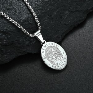 Saint Michel Religieux Médaille Collier Pendentifs Michael Archange Catholique Bijoux De Mode avec Lien Chaîne <span class=keywords><strong>Pendentif</strong></span> De Protection Ne - Product Image 6
