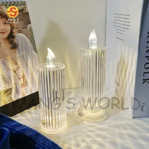 요정 배터리 운영 로맨틱 LED 기둥 불꽃 촛불 밤 빛 장식