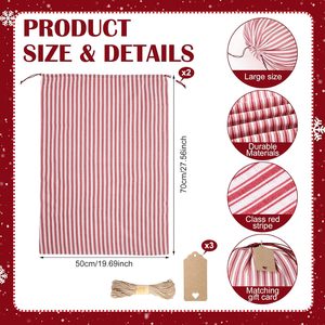 Chaussettes de Noël personnalisées brodées à rayures, décorations de cheminée en toile, assorties au sac du Père Noël, ensemble de chaussettes de Noël par sublimation - Product Image 2