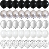 Ballons d'Halloween en latex noir et argent, 60 paquets, 12 pouces