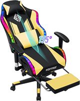 Chaise de jeu ergonomique en cuir PU, directement de l'usine, avec lumières LED, repose-pieds massant, hauteur réglable pour les joueurs et les utilisateurs d'ordinateurs