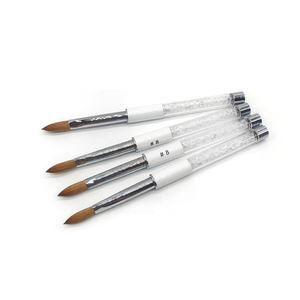 Pinceau à ongles en acrylique avec manche en tube argenté, logo personnalisé, 100% poils de Kolinsky purs, poudre liquide acrylique, pinceau à ongles pour salon de manucure - Product Image 3