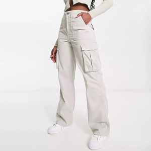 Pantalon <span class=keywords><strong>cargo</strong></span> décontracté pour femmes de haute qualité, <span class=keywords><strong>taille</strong></span> haute, jambe droite, personnalisé pour femmes pour filles - Product Image 1