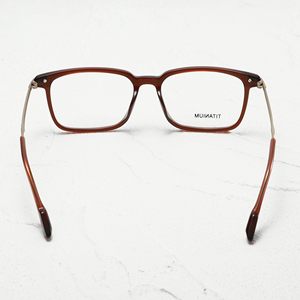 Matte Full-Rim Square <b>Eyeglasses</b> With Hollow Metal Temples Anti Blue Light Clear Lens <b>Frames</b> for Men - Product Image 5