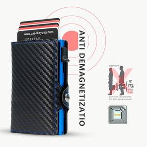 Casekey Custom Color Slim Minimalist Carbon Fiber Popup Card Holder Tarjetero Fibra De Carbono Rfid <b>Smart</b> <b>Wallet</b> With Zipper - Product Image 5