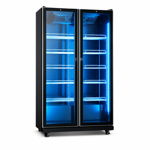 Réfrigérateur commercial vertical <span class=keywords><strong>930L</strong></span> à double porte vitrée, sans givre, pour supermarché et magasin de proximité - Product Image 1